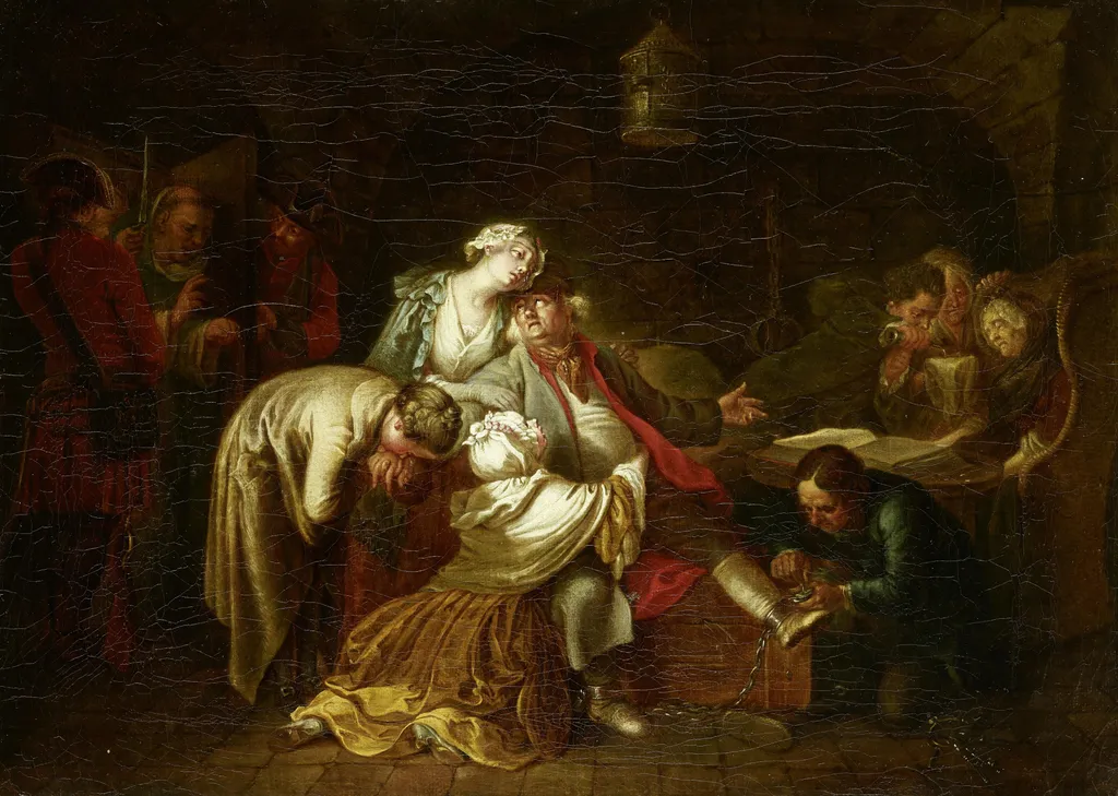 Jean Calas' Farewell to his Family, by Daniel Nikolaus Chodowiecki, oil, 1765
