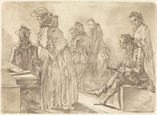 Party with Six Ladies and the Artist, by Daniel Nikolaus Chodowiecki