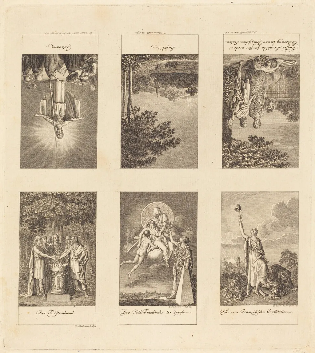 Six Great Events of 1780-1790, by Daniel Nikolaus Chodowiecki, ink, 1791