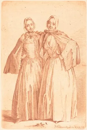 Two Standing Ladies (Demoiselles Quantin), by Daniel Nikolaus Chodowiecki