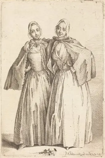 Two Standing Ladies (Demoiselles Quantin), by Daniel Nikolaus Chodowiecki