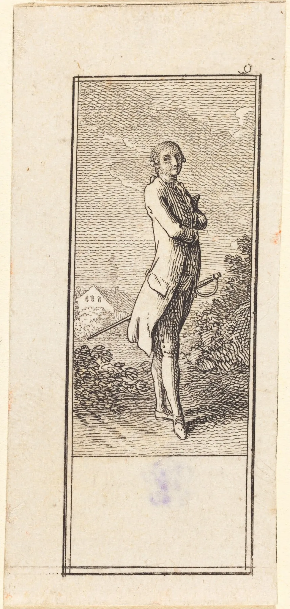Young Man Bareheaded, with Sword, by Daniel Nikolaus Chodowiecki, ink, 1784