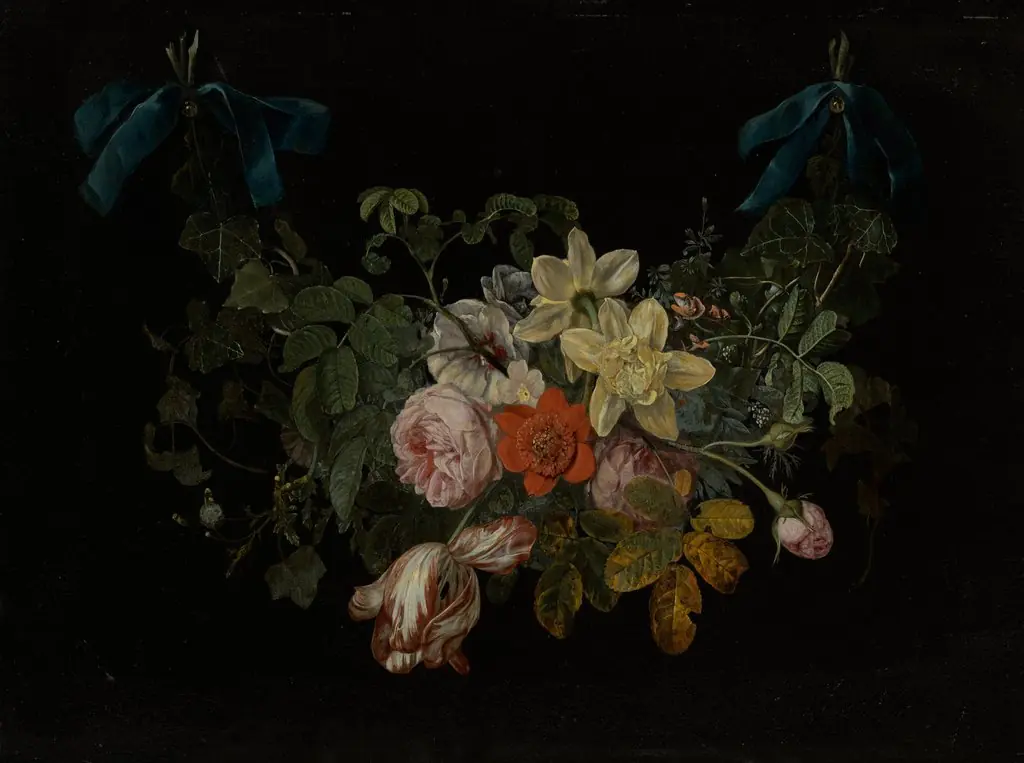 Blumengewinde an blauen Schleifen, by Daniel Seghers