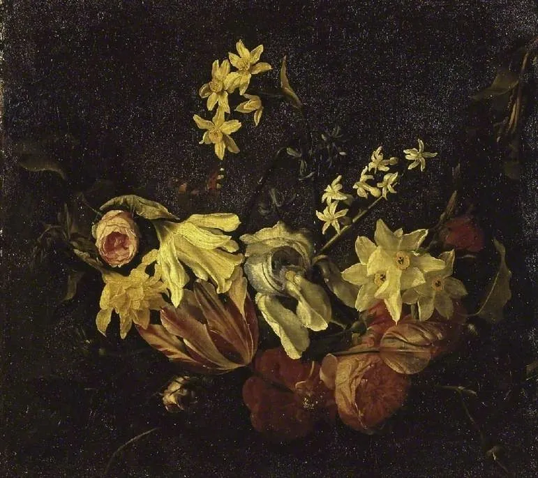 Festoon of flowers, by Daniel Seghers, oil, 1635