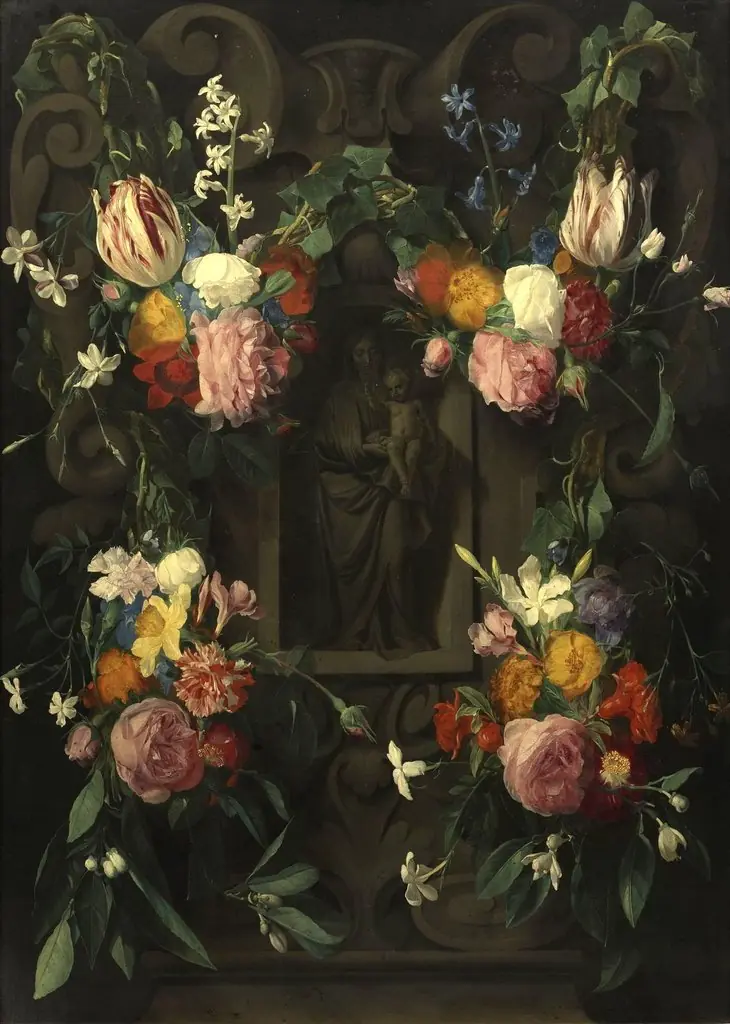 Flower Garland with the Virgin and Child