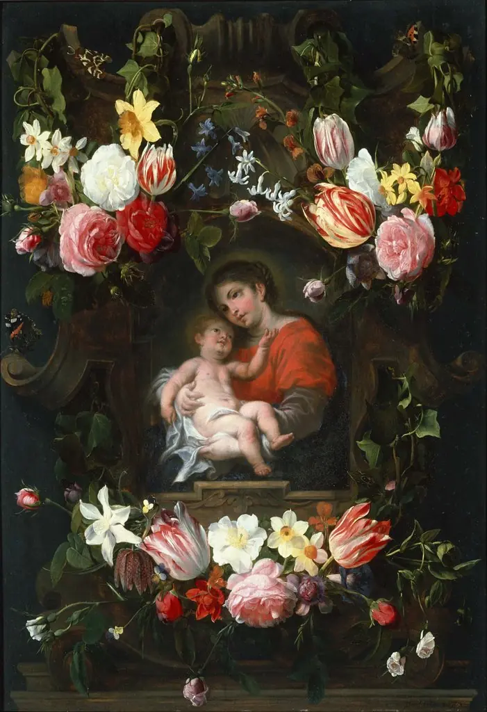 Garland of Flowers with Madonna and Child, by Daniel Seghers
