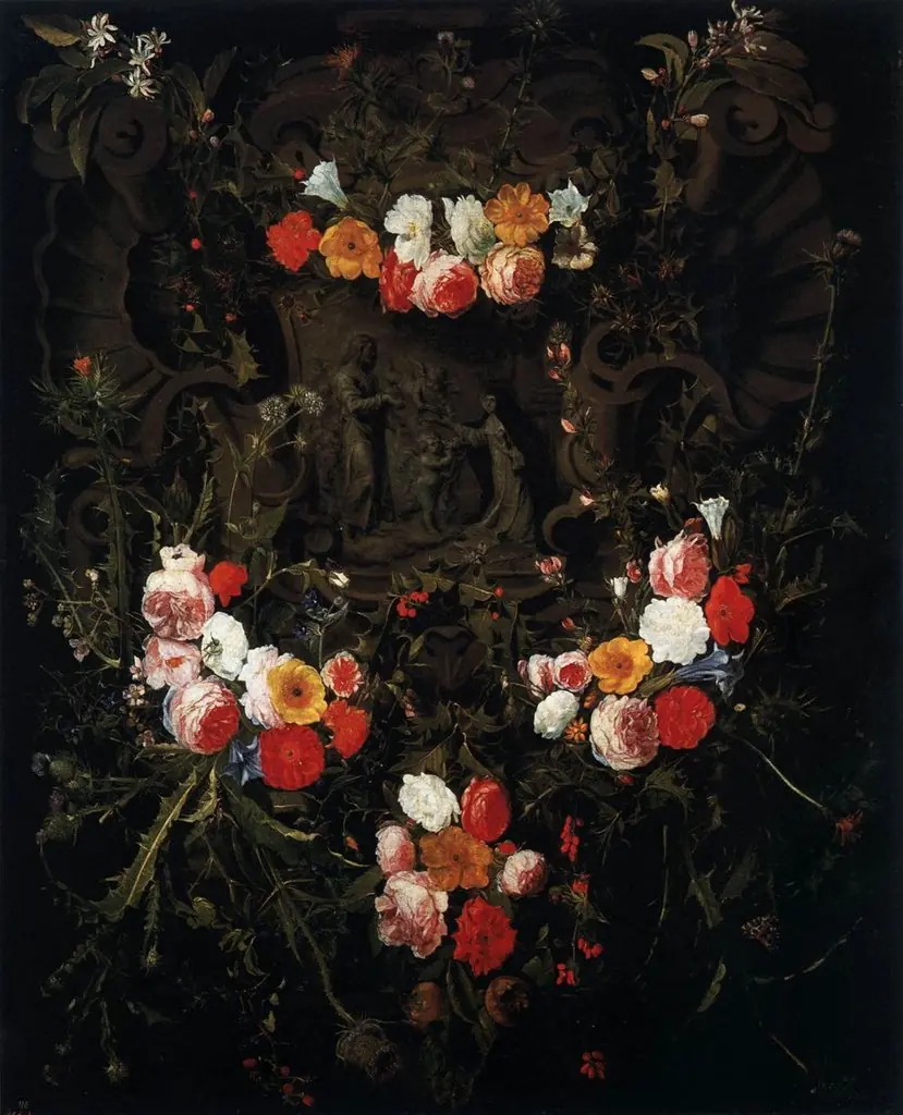 The Child Christ and St Theresa in a Flower Garland, by Daniel Seghers