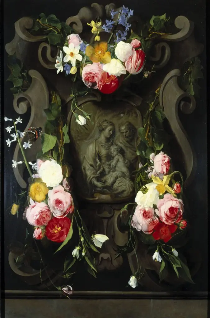 The Holy Family in a Flower Garland, by Daniel Seghers