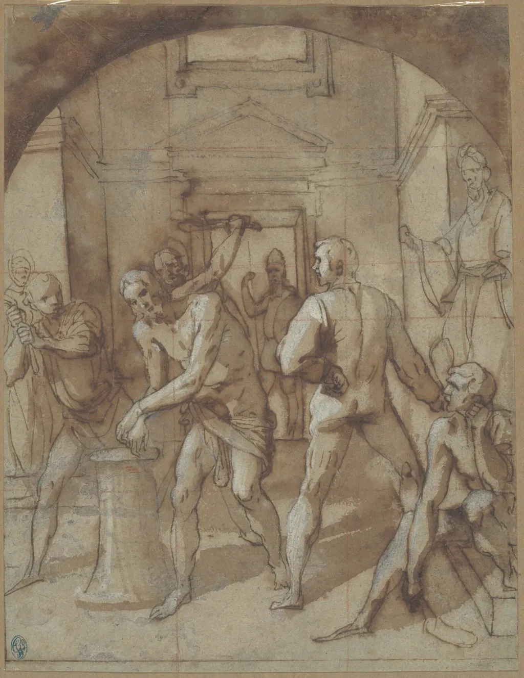 The Flagellation, by Daniele Crespi, chalk, 1629