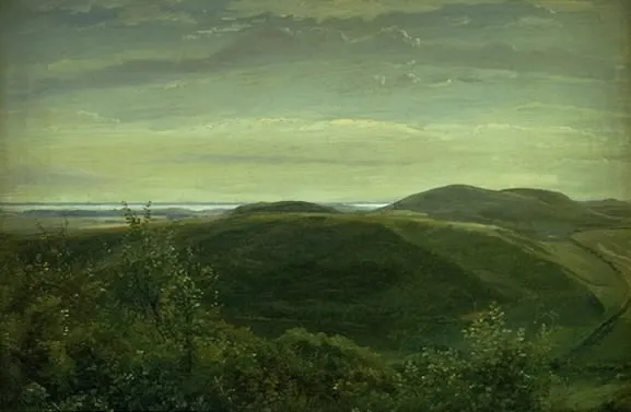 The Coast of Jutland Seen from Mølleknap Hills in Funen. Study, by Dankvart Dreyer, unspecified, 1847