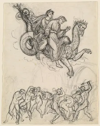 Dante and Virgil Riding on the Back of Geryon, by Joseph Anton Koch