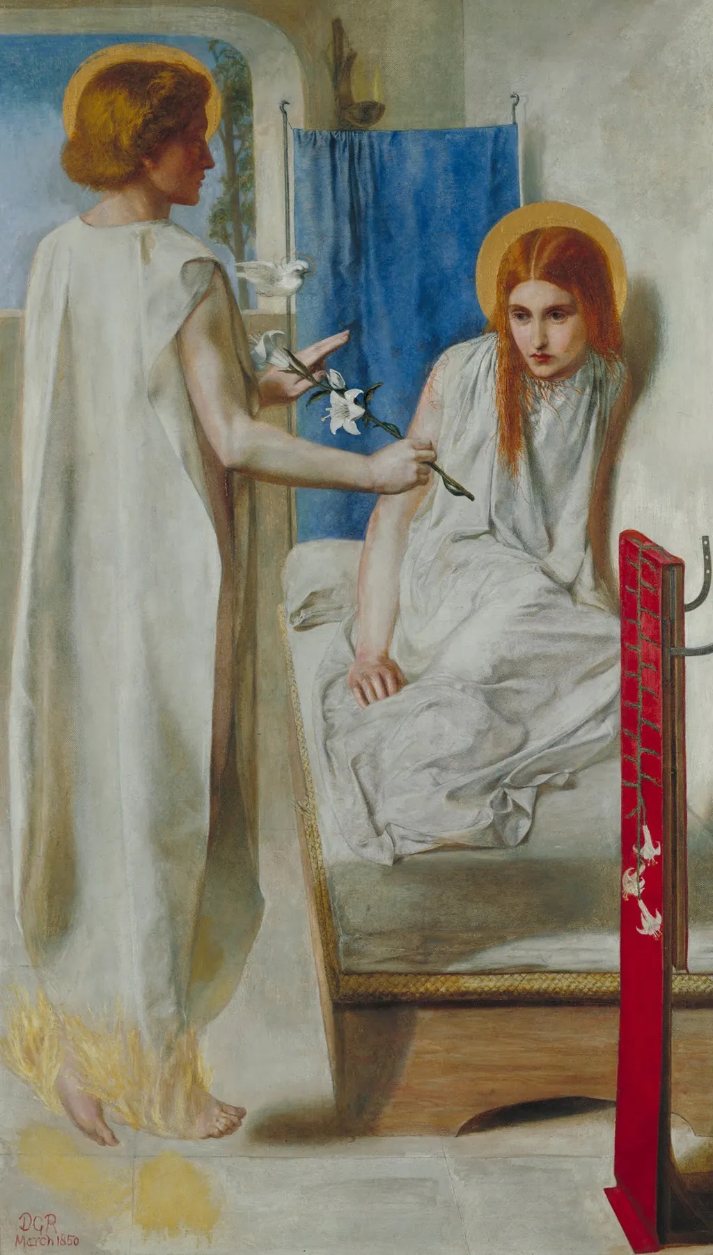 Ecce Ancilla Domini, by Dante Gabriel Rossetti, oil, 1850