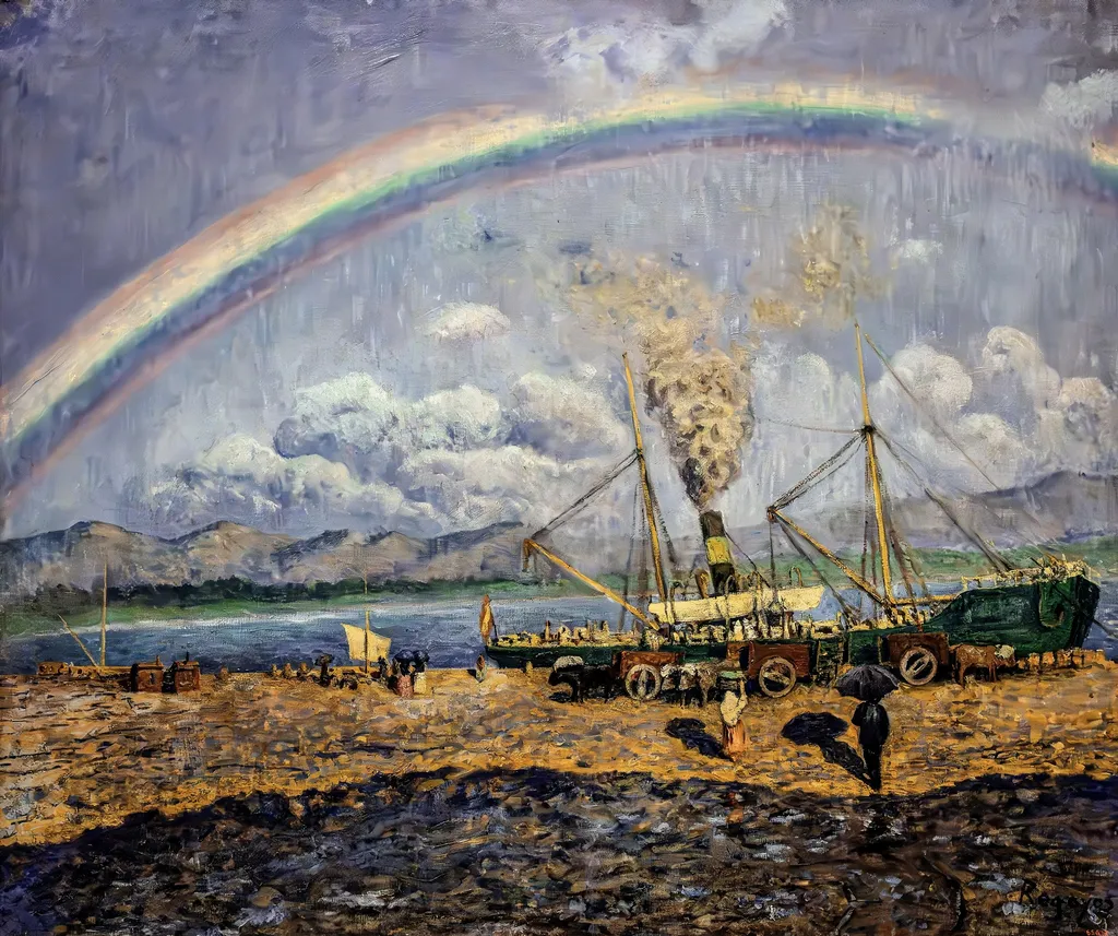 The Downpour. Santoña Bay, by Darío de Regoyos, oil, 1900