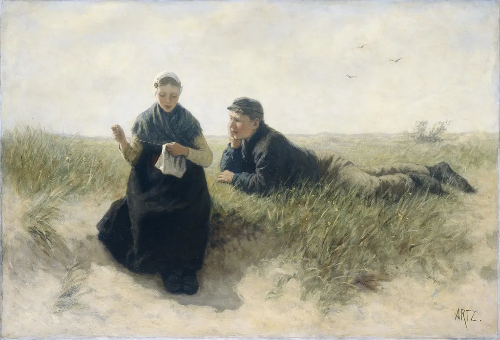 Boy and Girl in the Dunes, by David Adolph Constanz Artz, oil, 1890