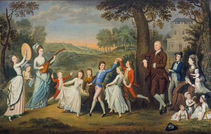 Sir John Halkett of Pitfirrane, 4th Bart (1720 - 1793), Mary Hamilton, Lady Halkett and their Family, by David Allan, oil, 1791
