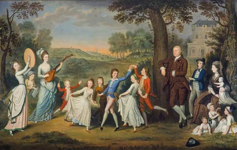 Sir John Halkett of Pitfirrane, 4th Bart (1720 - 1793), Mary Hamilton, Lady Halkett and their Family, by David Allan