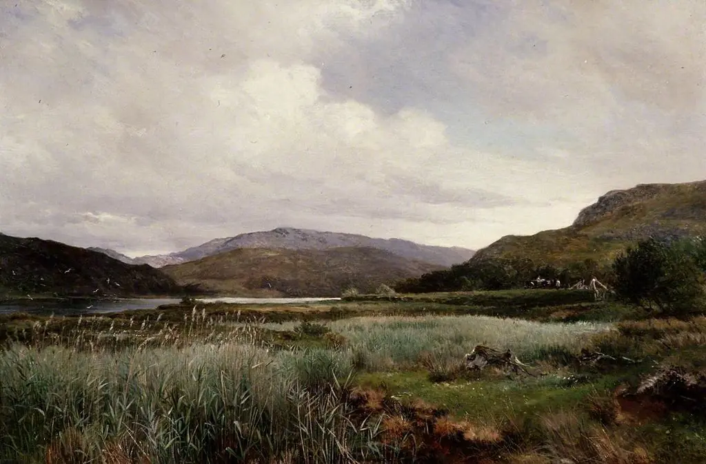 A River Landscape with Reeds, Arthog, by David Bates