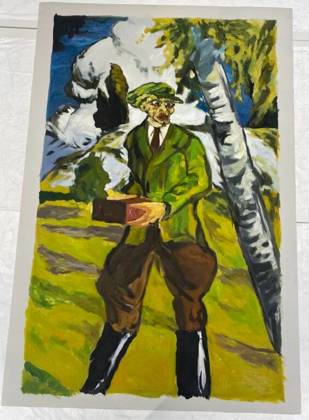 Man With Red Box, by David Bowie, paint, 1991
