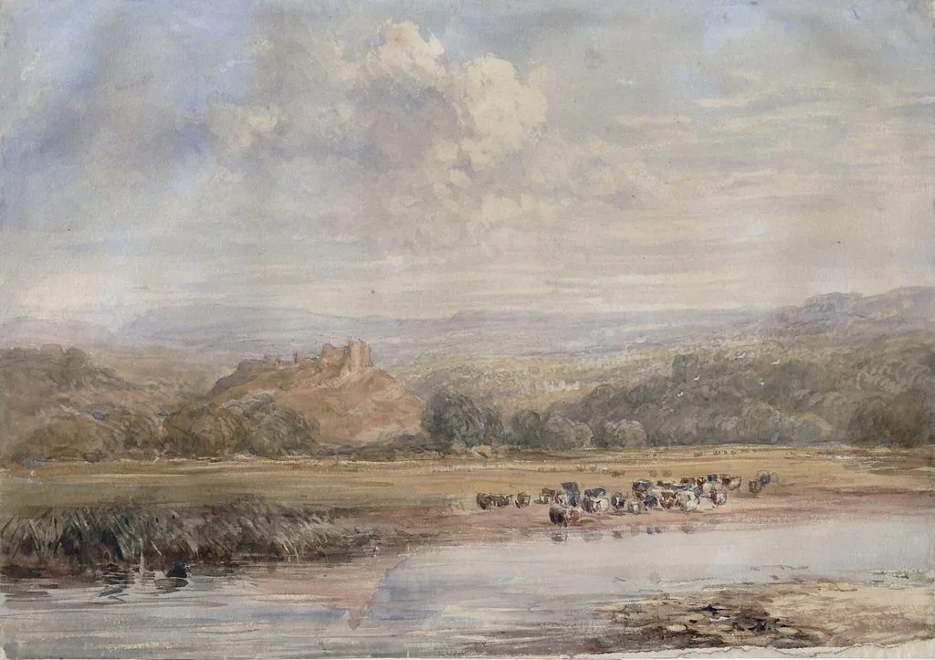 Dryslyn Castle, in the Vale of Towy, South Wales, by David Cox, watercolor, 1800
