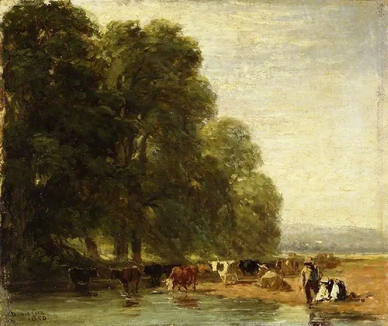 Landscape with cattle by a pool (1850), by David Cox