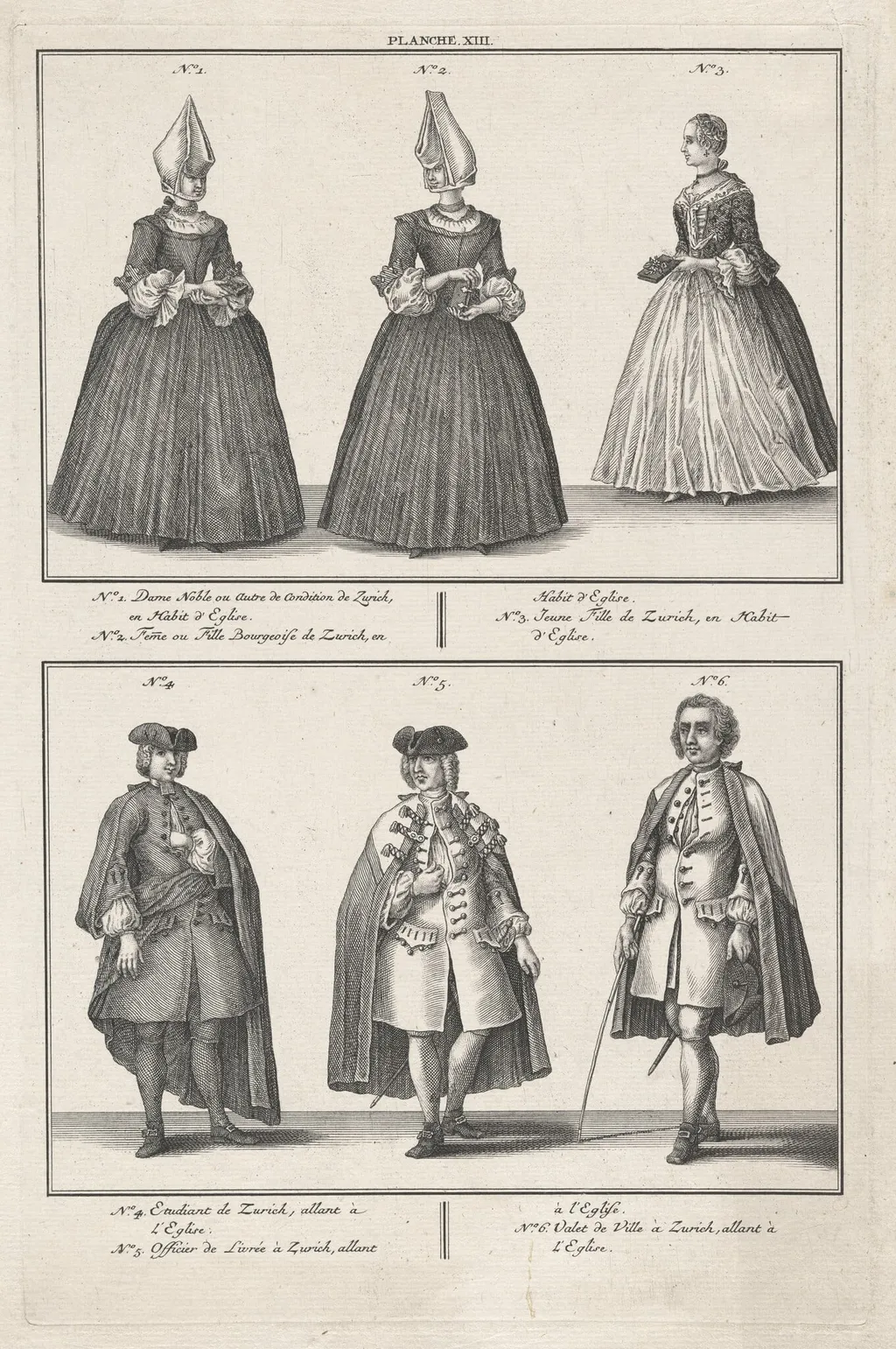 Costumes of Churchgoers of the Reformed Church, by David Herrliberger, ink, 1751