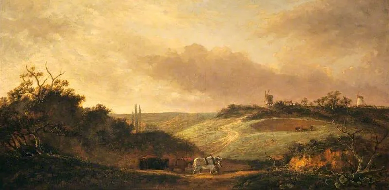 A Heath: Sunset, by David Hodgson, oil, 1862