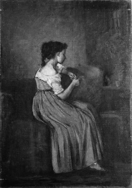 Study of a Seated Girl, by David Jacobsen, oil, 1860