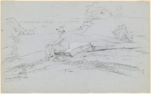 Study for "White Mountains from North Conway, New Hampshire" [recto], by David Johnson