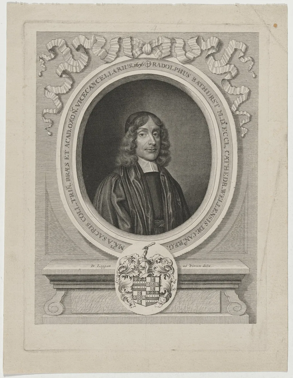 Ralph Bathurst, Dean of Wells, by David Loggan, ink, 1679