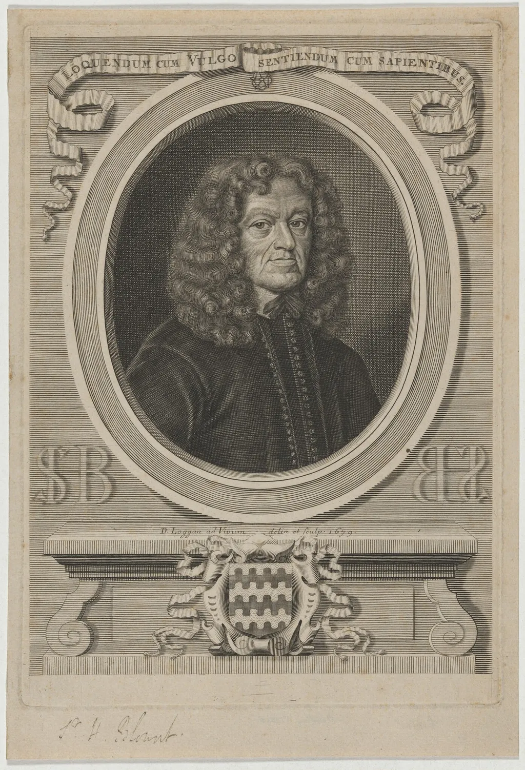 Sir Henry Blount, Traveller, by David Loggan, ink, 1679
