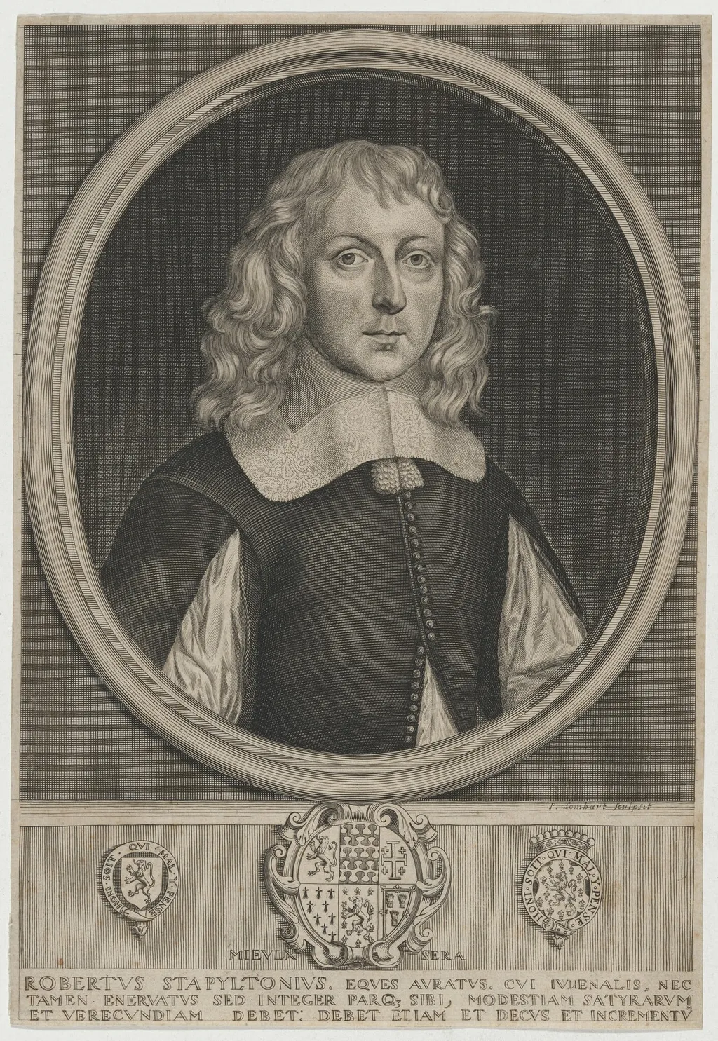 Sir Robert Stapylton, Dramatic Poet and Translator, by David Loggan, ink, 1660