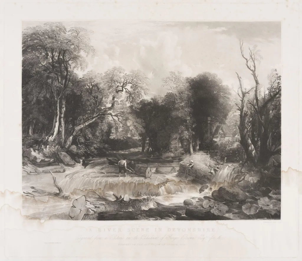 A RIVER SCENE IN DEVONSHIRE, by David Lucas, 1839