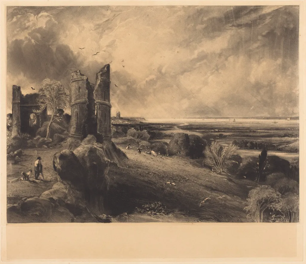 Hadleigh Castle (Large Plate), by David Lucas, ink, 1830