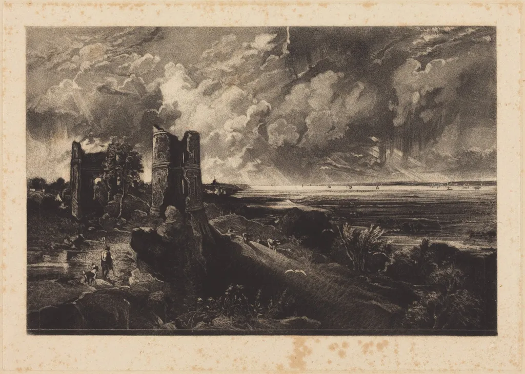 Hadleigh Castle (Small Plate), by David Lucas, ink, 1831