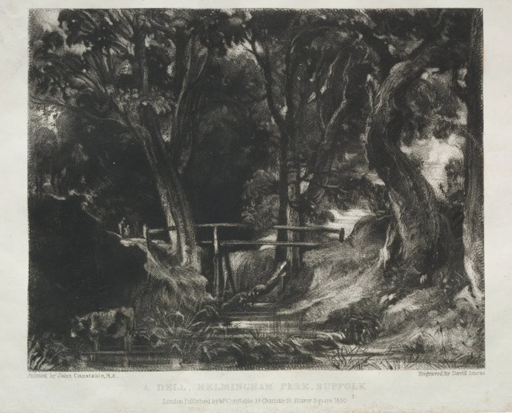 Various Subjects of Landscape, Characteristic of English Scenery from Pictures Painted by John Constable, R.A.: Dell in the Woods of Helmingham Park, Suffolk, by David Lucas, 1830