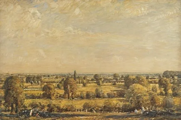 Landscape with Figures, by David Muirhead, oil, 1911