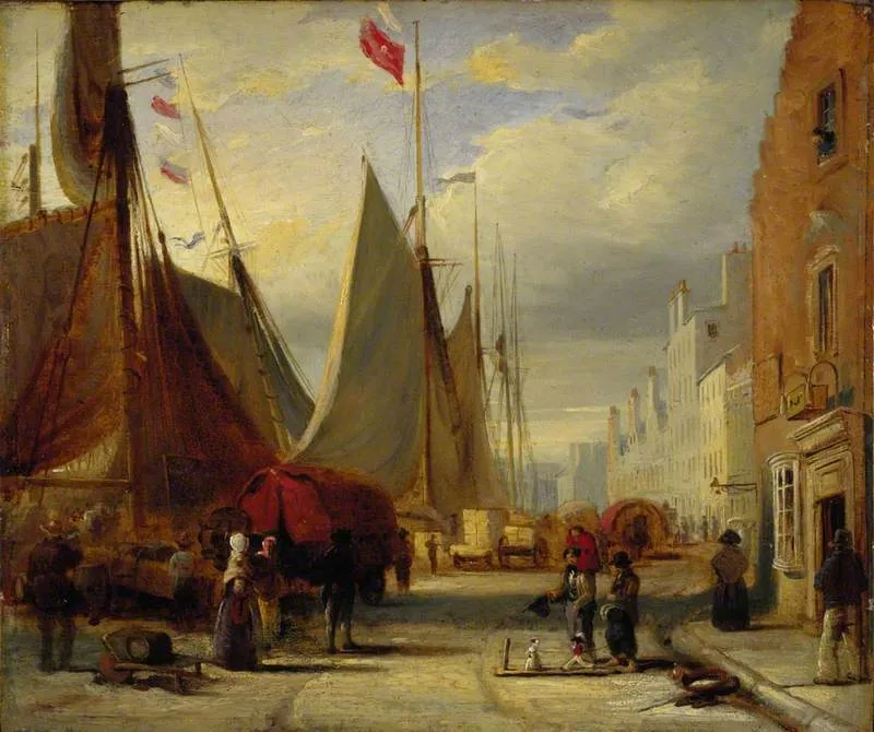 On the Quay at Leith, by David Octavius Hill, oil, 1825
