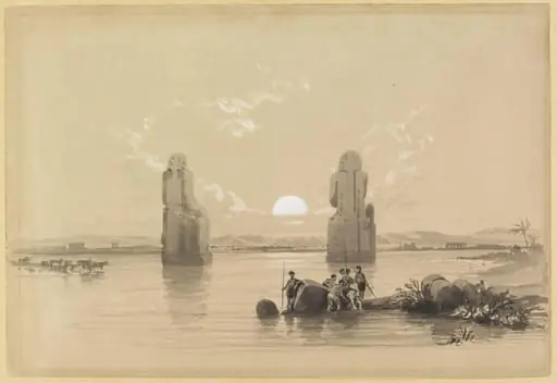 Colossal Statues in the Plain of Thebes, during the Inundation of the Nile, by David RA Roberts