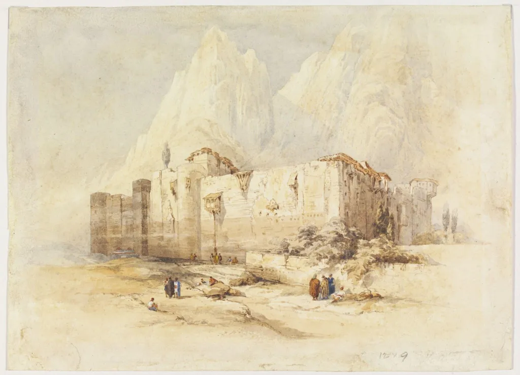 Convent of St Catherine, Mount Sinai, by David RA Roberts, watercolor