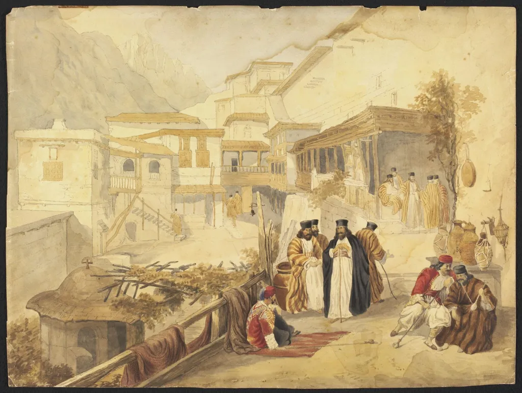 Convent of St. Catherine, Mount Sinai, Principal Court, by David RA Roberts, watercolor