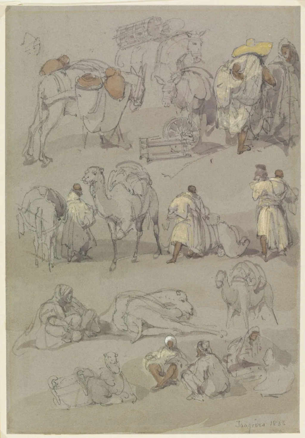 Figure Studies, Tangier, by David RA Roberts, watercolor, 1833
