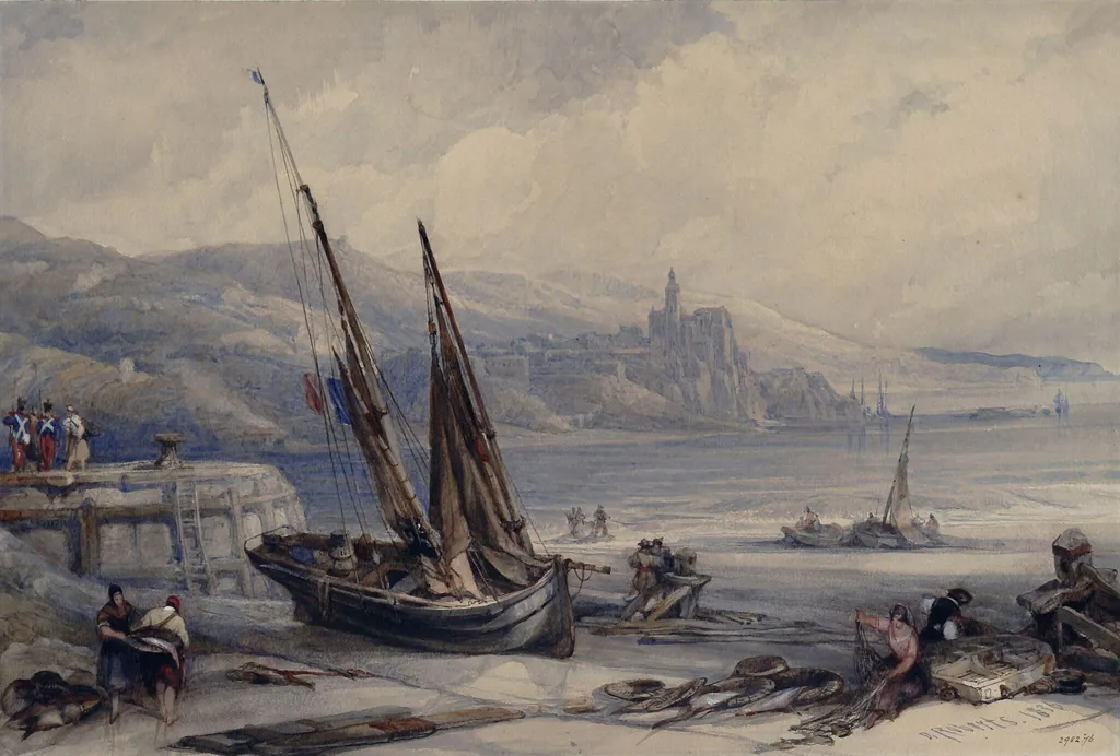 Fontarabia, Spain, by David RA Roberts, watercolor, 1836