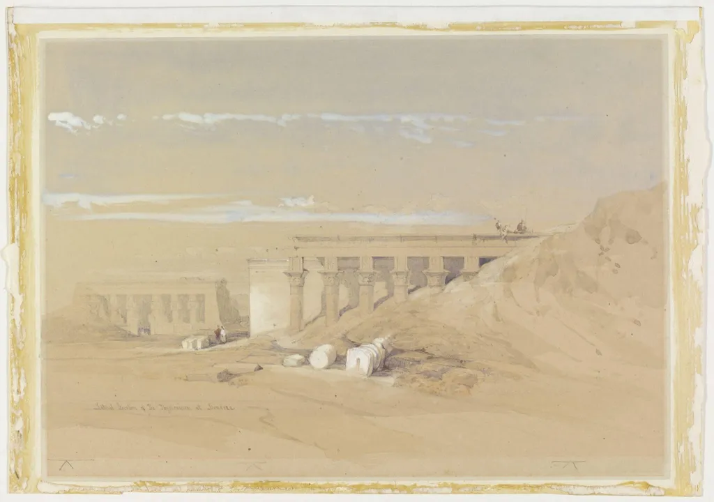 Lateral Elevation of the Typhonium at Dendera, by David RA Roberts, watercolor, 1848