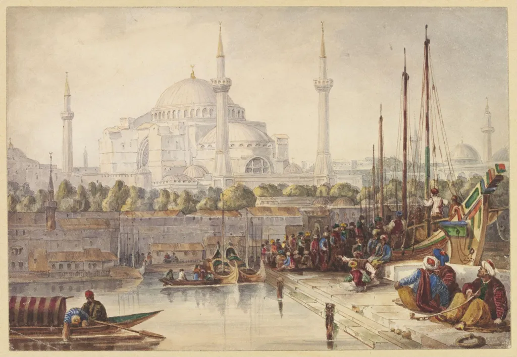 St.Sophia, from the Bosphorus, by David RA Roberts, watercolor