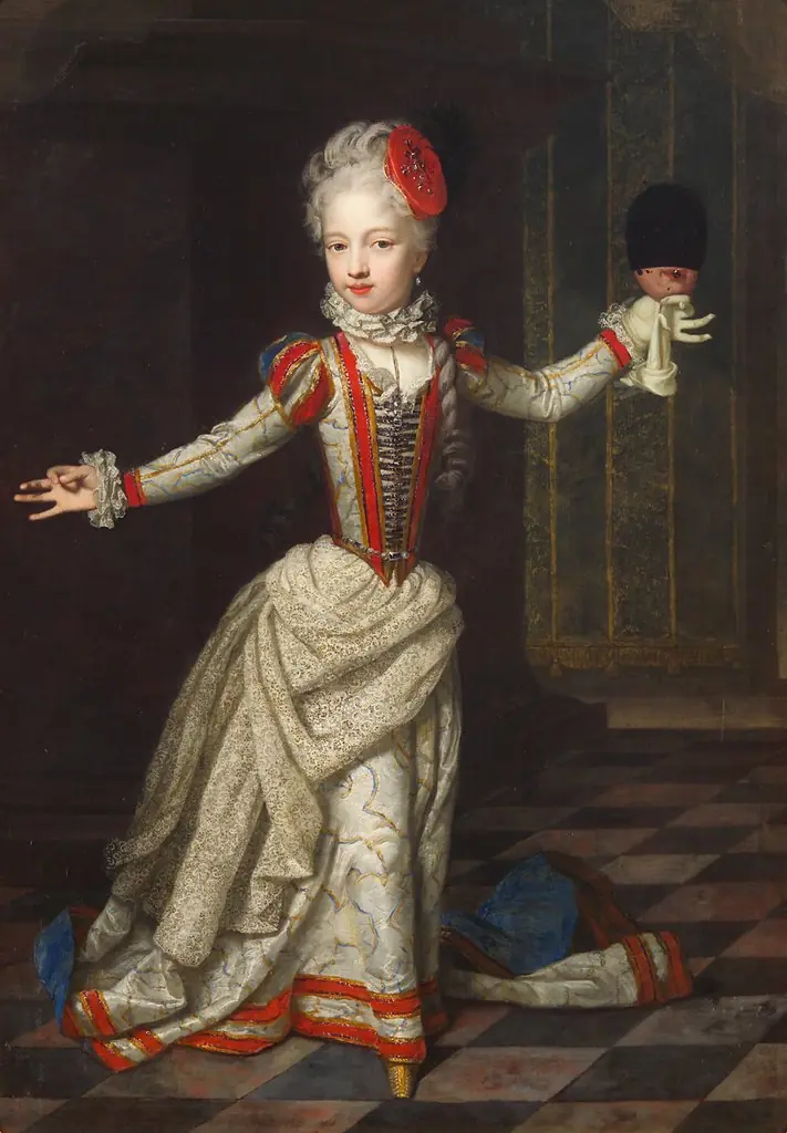 Archduchess Maria Amalie (1701-1756) in a dance dress with a mask in her hand, by David Richter the Elder