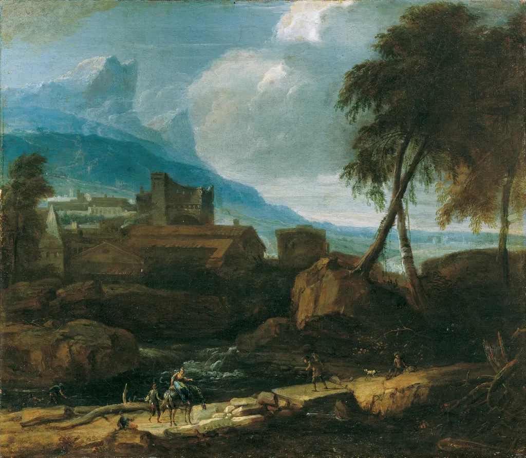 Ideale Landschaft, by David Richter the Elder, oil, 1717