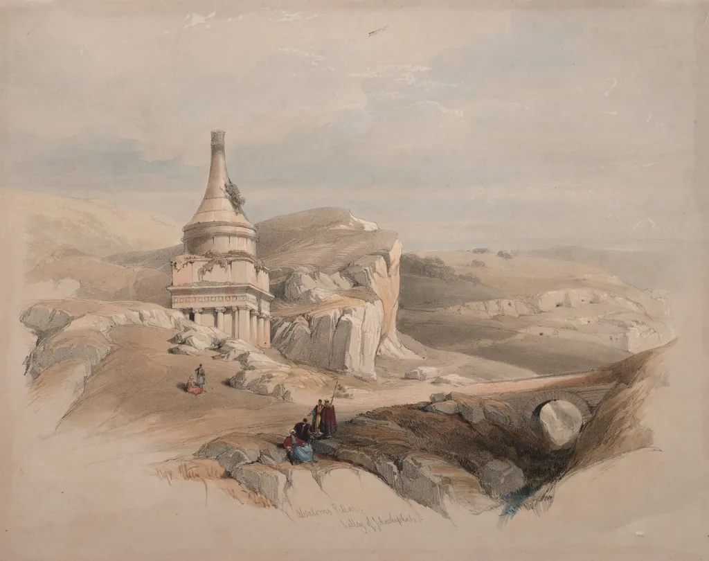 Absalom's Pillar, Valley of Jehoshaphat, by David Roberts, 1839