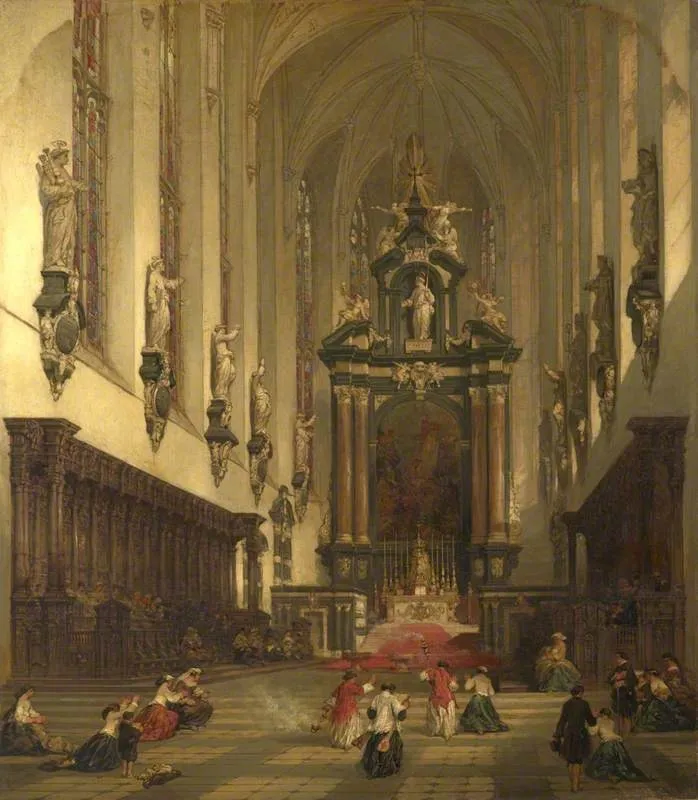Chancel of the Collegiate Church of St Paul, at Antwerp, by David Roberts, oil, 1861