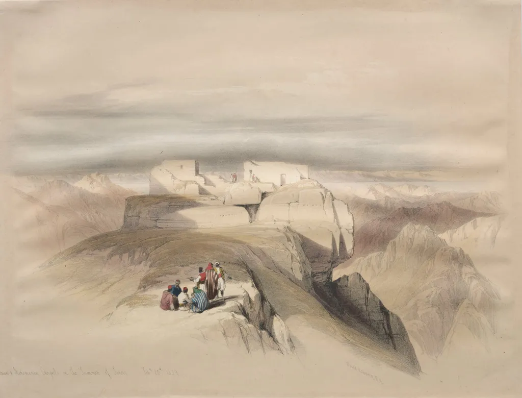 Christian and Mahomedan Chapels on the Summit of Sinai, by David Roberts, 1839
