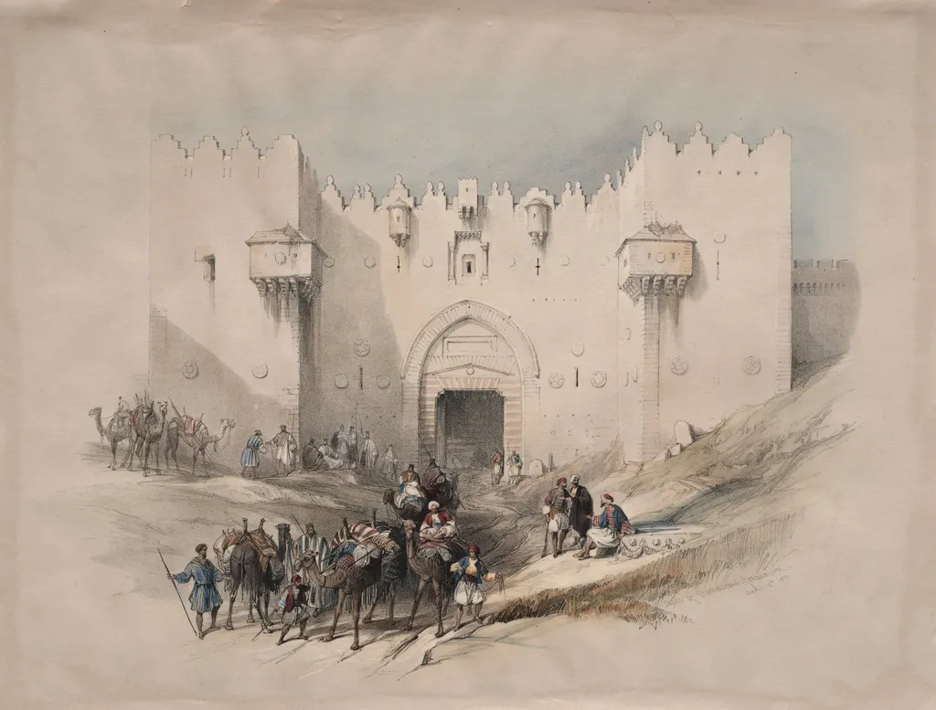 Gate of Damascus, Jerusalem, by David Roberts, 1839